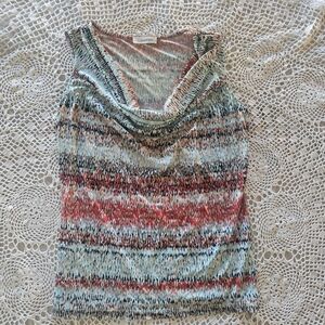 Calvin Klein Sleeveless Cowl Neck Top Multicolor Abstract Print Size M